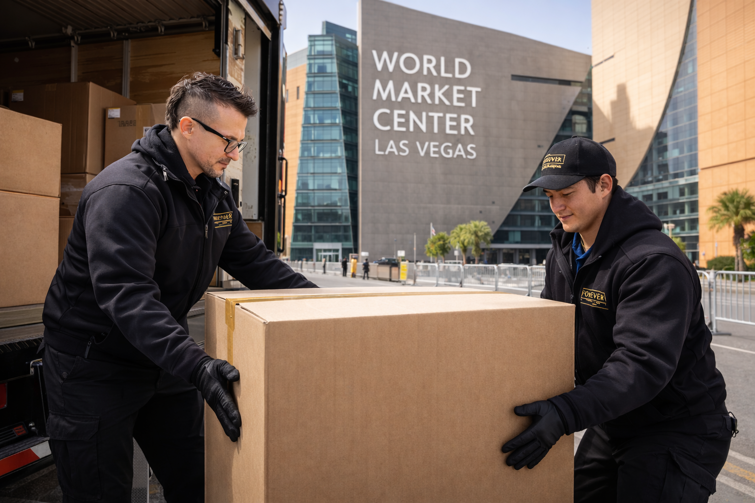 Showroom floor with luxury furniture displays being refreshed
